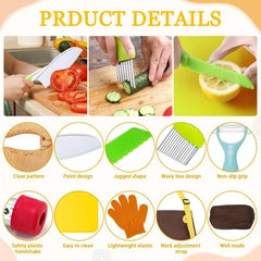 Cutting board and apron from toddler knife set
