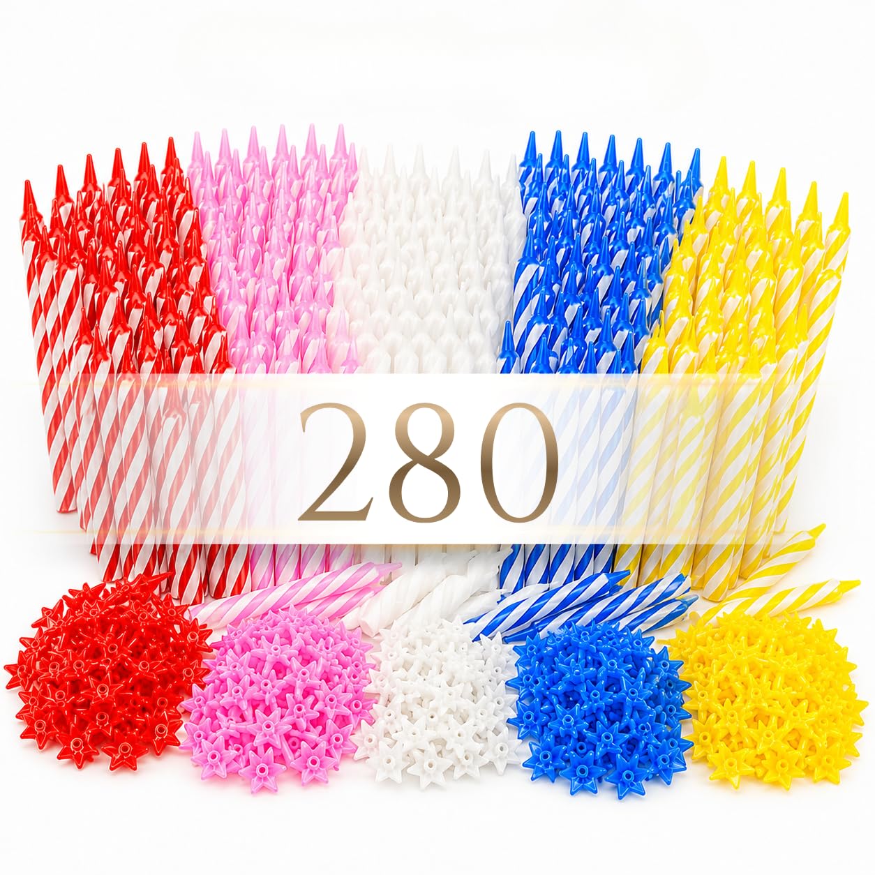 Cwise 280-count birthday candles bulk pack with holders on display