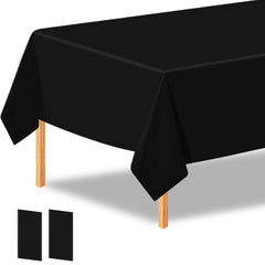 CXSAZRY 2Pcs Black Plastic Table Cloth 54 x 108 Inch rectangle