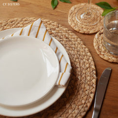 Large round wicker placemat 13.39 inches diameter from CY SISTERS