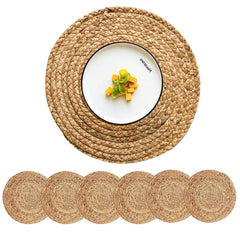 CY SISTERS round woven placemats set of 6 natural water hyacinth