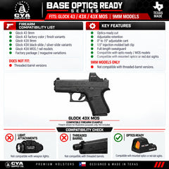CYA Supply Co base optic ready IWB holster Glock 43xmos black