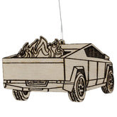 Cybertrash Dumpster Fire Christmas Ornament birch wood 3x3