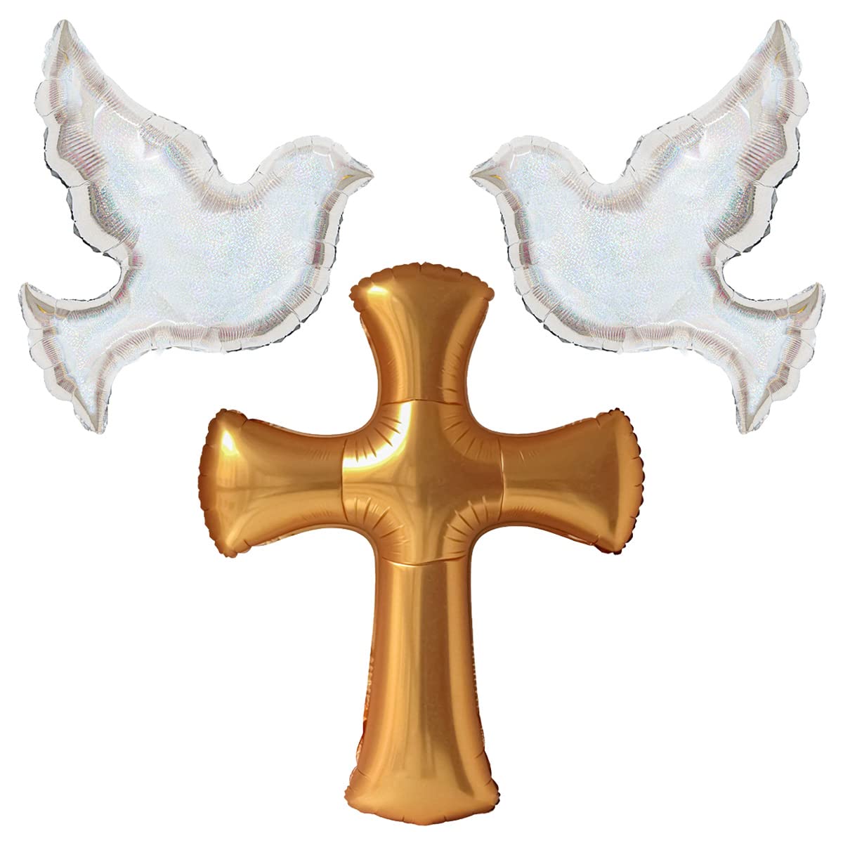 CYMYLAR jumbo cross balloon red gold 39x32 inches