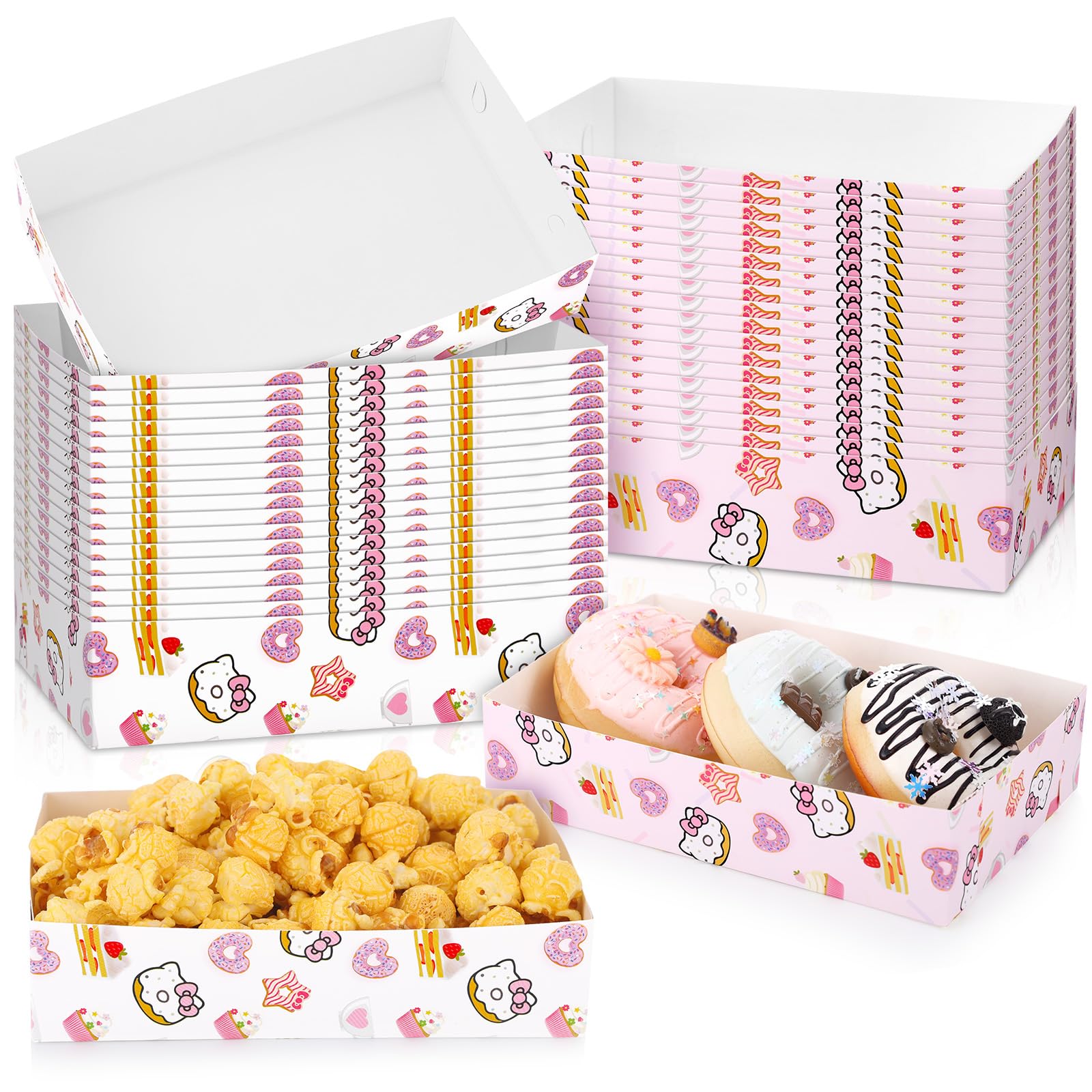 Czlotyh kitty paper trays pink and white design for parties