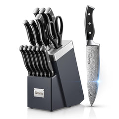 D.Perlla knife set 14 piece with block and self sharpening feature