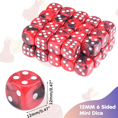 red 12mm d6 mini dice showing clear pips