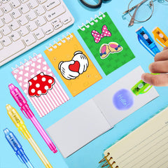 Invisible ink pens with UV light included in the set