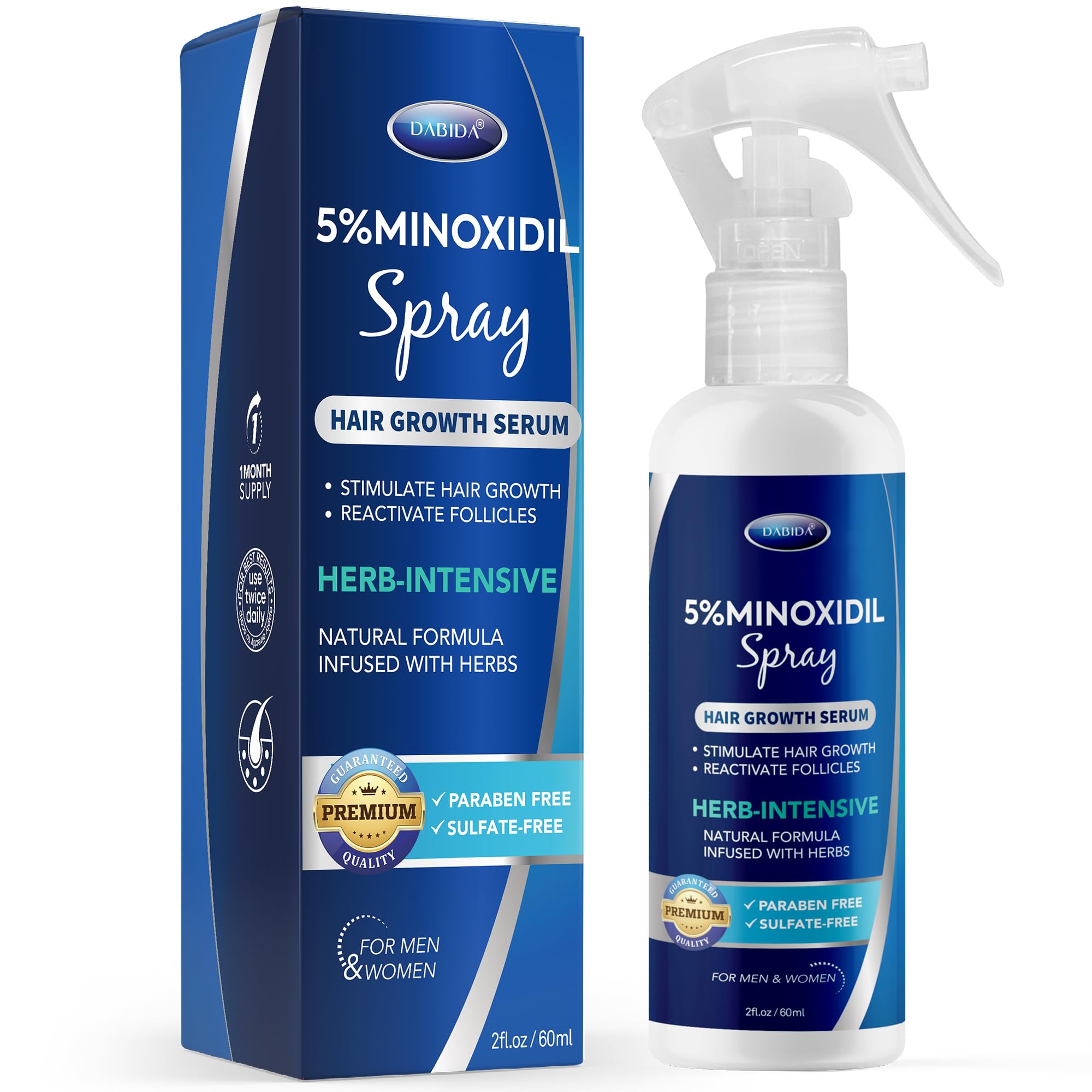 DABIDA minoxidil spray bottle 60ml for thinning hair
