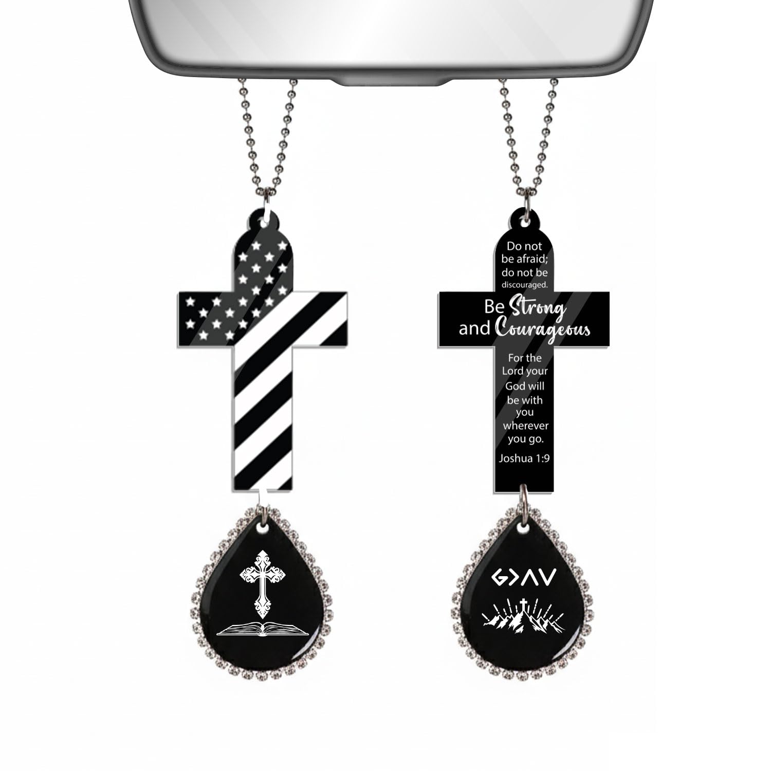 Dark wood cross ornament pendant for car rearview mirror