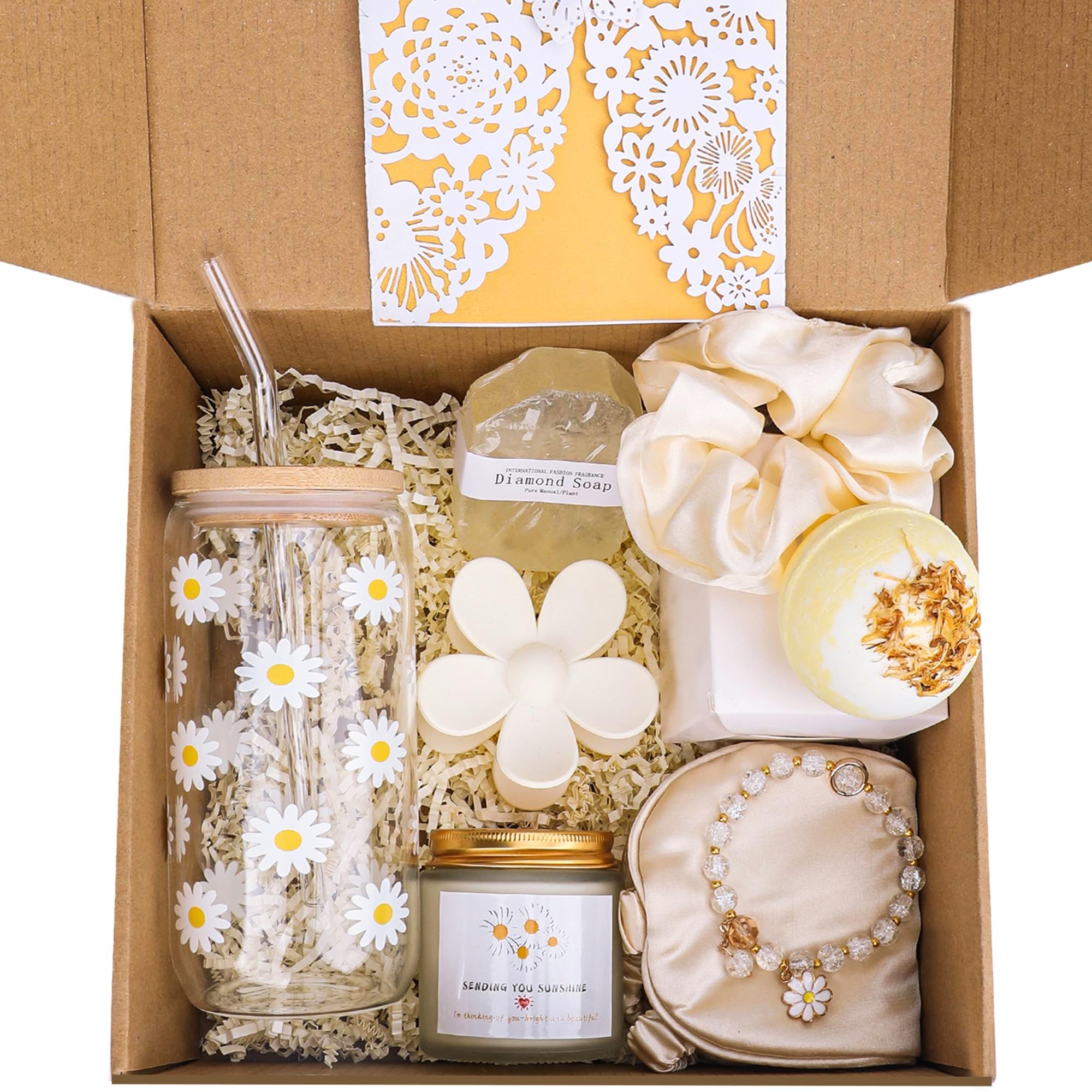 Daisy Birthday Gift Ideas Set packaging with contents