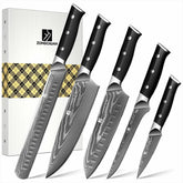 Damascus 5-piece knife set with chef knife