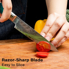 Damascus santoku knife for prep