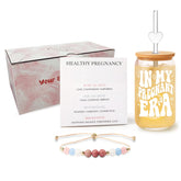 DAMCONME pregnancy gift set with bracelet and glass in pink box