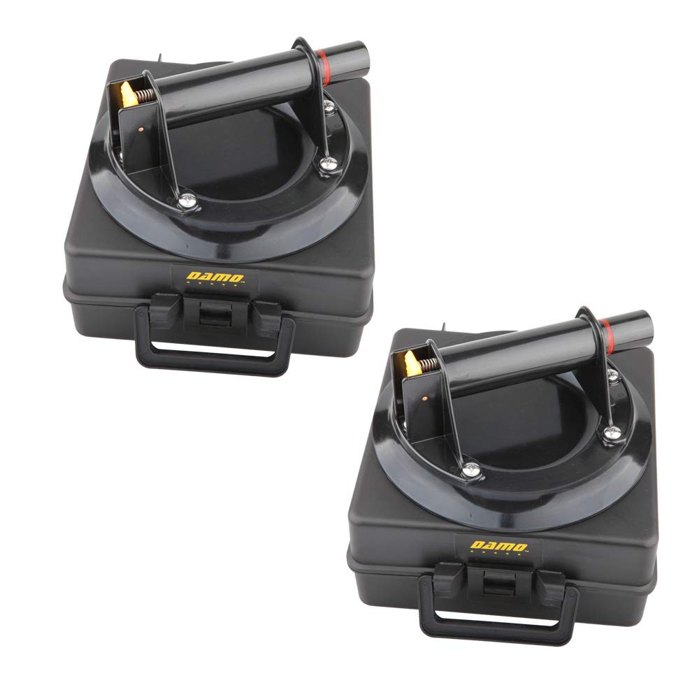 DAMO 8 inch vacuum suction cups pair for glass and granite lifting with hand pump carrying case