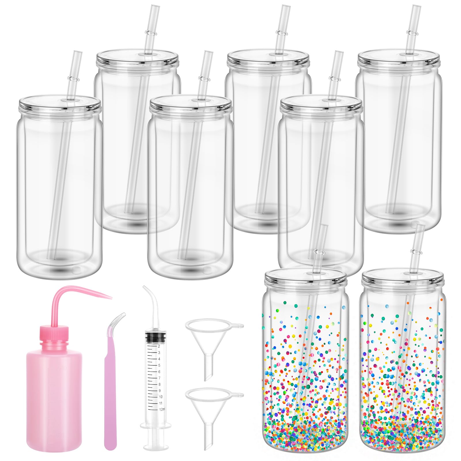 DARCKLE 13 Pcs 16oz plastic snow globe tumbler kit with double-wall design