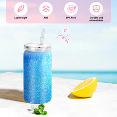 16oz double-wall snow globe tumbler with lid and straw by DARCKLE