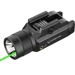 DARKFANG tactical flashlight with green laser mounted on a 1913 rail