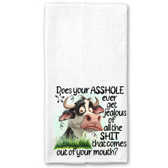 DashaAlexander funny kitchen towel bar white microfiber 16x24