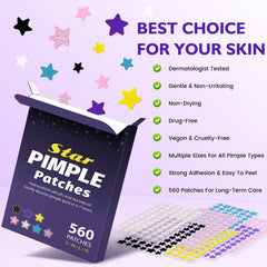DATISEP pimple patches for face star patch 14mm 560-count