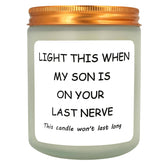 Daughter in Law Gifts candle with humorous message