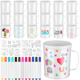DAVAXI 30 Pcs Painted Mug Kit for Kids 8 oz mugs with handles