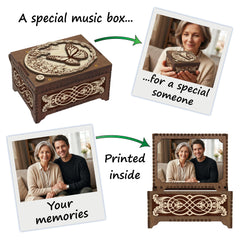 Butterfly music box lid shows a photo print customization