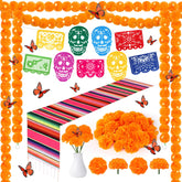 Two artificial marigolds garlands from Day of The Dead Decorations Set