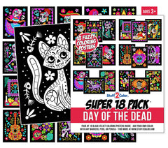 Velvet texture coloring posters designed for Halloween and Dia de los Muertos