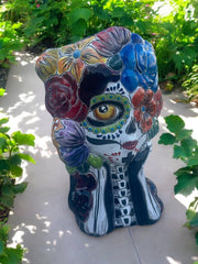 10 inch tall skeleton planter suitable for indoor or outdoor display