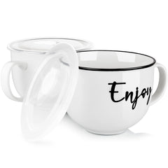 DAYYET 26 oz soup mugs set of 2 with handles