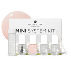 Dazzle Dry Mini Kit Not Quite Nude 5 piece set with Nail Prep Base Coat Lacquer Top Coat Revive thinner