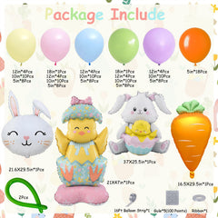 Bunny and chick foil balloons with carrot accent