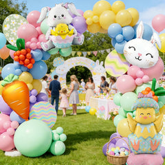 Carrot foil balloon and additional bunny foil balloons included