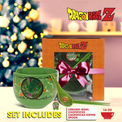 Ramen bowl set featuring Dragon Ball Z design and utensils