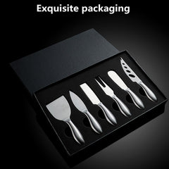 Stainless steel cheese knives with brushed handles