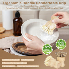Ergonomic bamboo handle on DEBETOOL dish brush