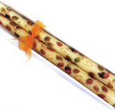 Decorative artist hand painted ivory taper candle with autumn leaves motif