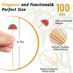 decorative bamboo cocktail picks 4-7inch for party serving