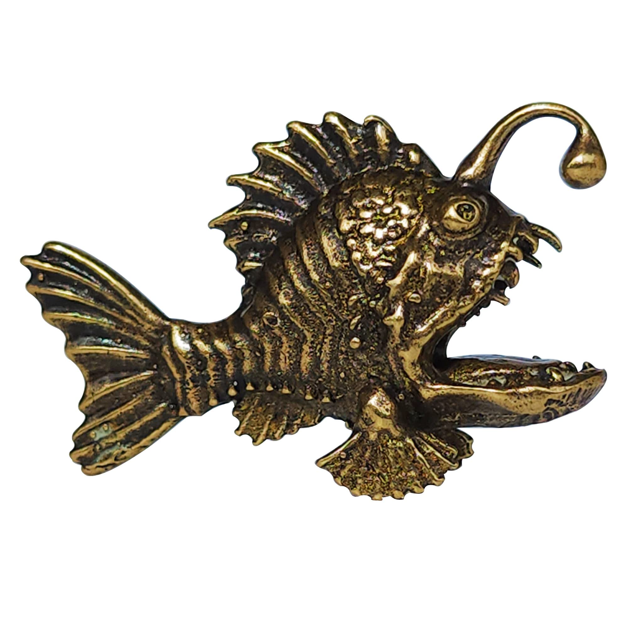 deep see brass fish anglerfish figure on display