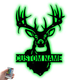 Deer antler metal wall art with LED light 8 inch size