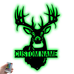 Deer antler metal wall art with LED light 8 inch size