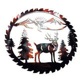 Deer Mountain Saw Blade Metal Art 14x14 copper bronze wall art