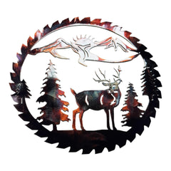 Deer Mountain Saw Blade Metal Art 14x14 copper bronze wall art