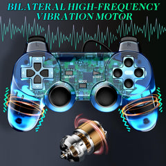 Degulan PS-2 wired controller clear red close up