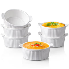 Delling Ramekins with Handle 6 pack white porcelain 12 oz