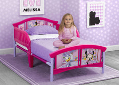 Low profile toddler bed with dimensions 53.94 L x 29.13 W x 26.18 H inches