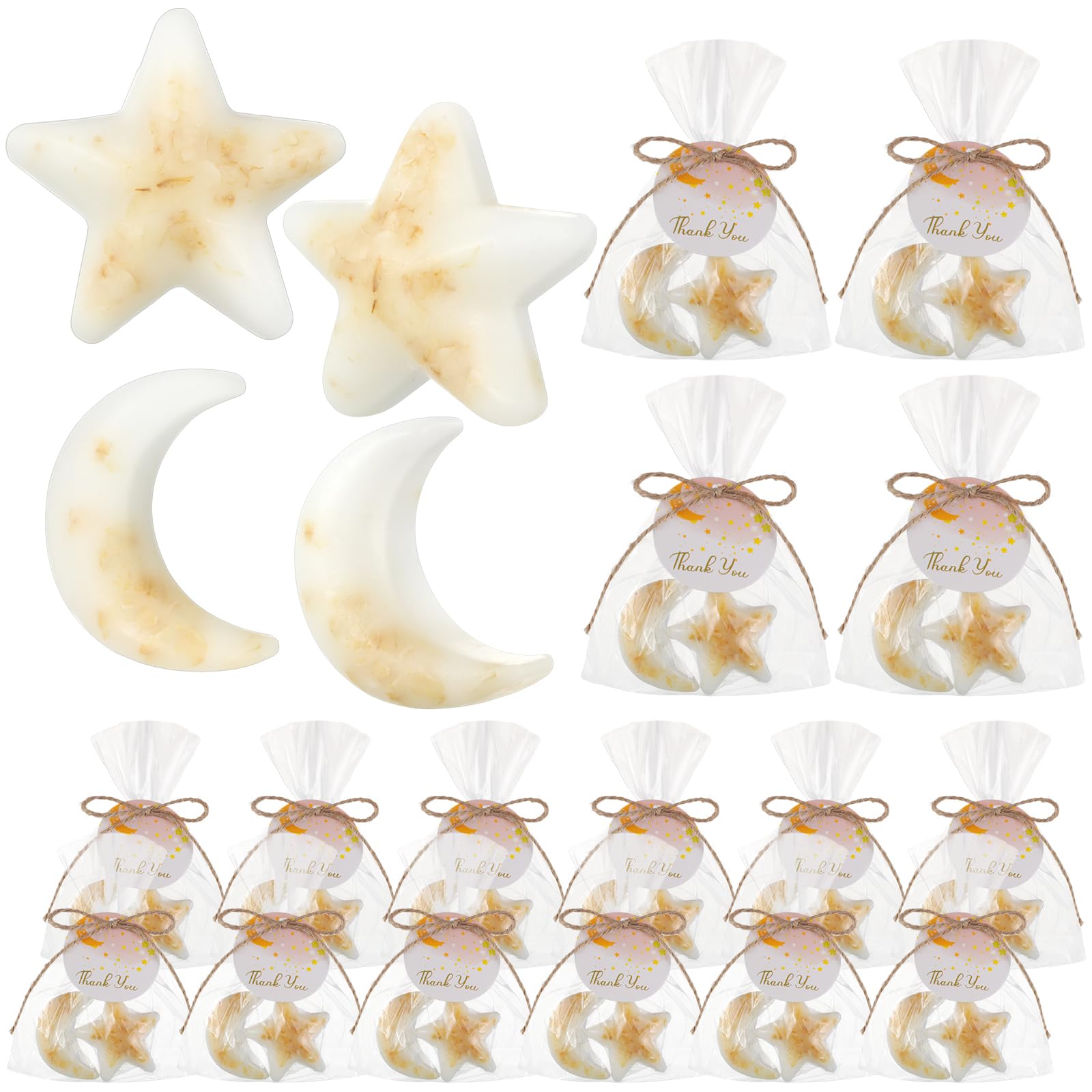 Demissle moon and star shaped soaps in white