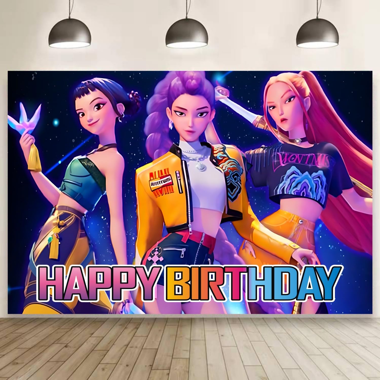 Demon Hunters Birthday Decorations backdrop banner 59x35.4 inches 5x3ft