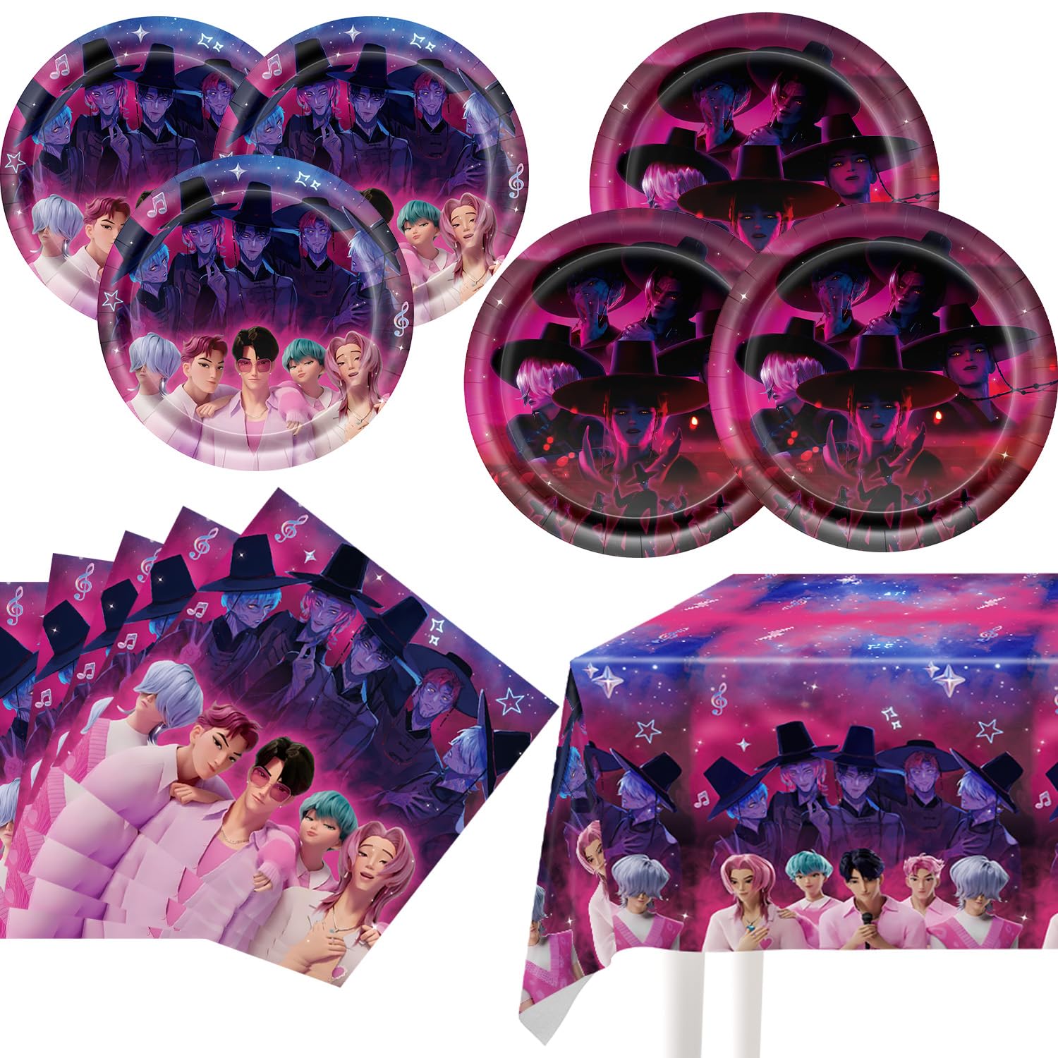 Demon Hunters Birthday Decorations plates and napkins set